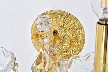 Maria Theresa 2 light Gold Wall Sconce Golden Teak (Smoky) Royal Cut Crystal