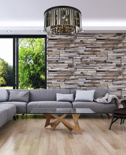 Sydney 8 light Matte Black Flush Mount Silver Shade (Grey) Royal Cut Crystal