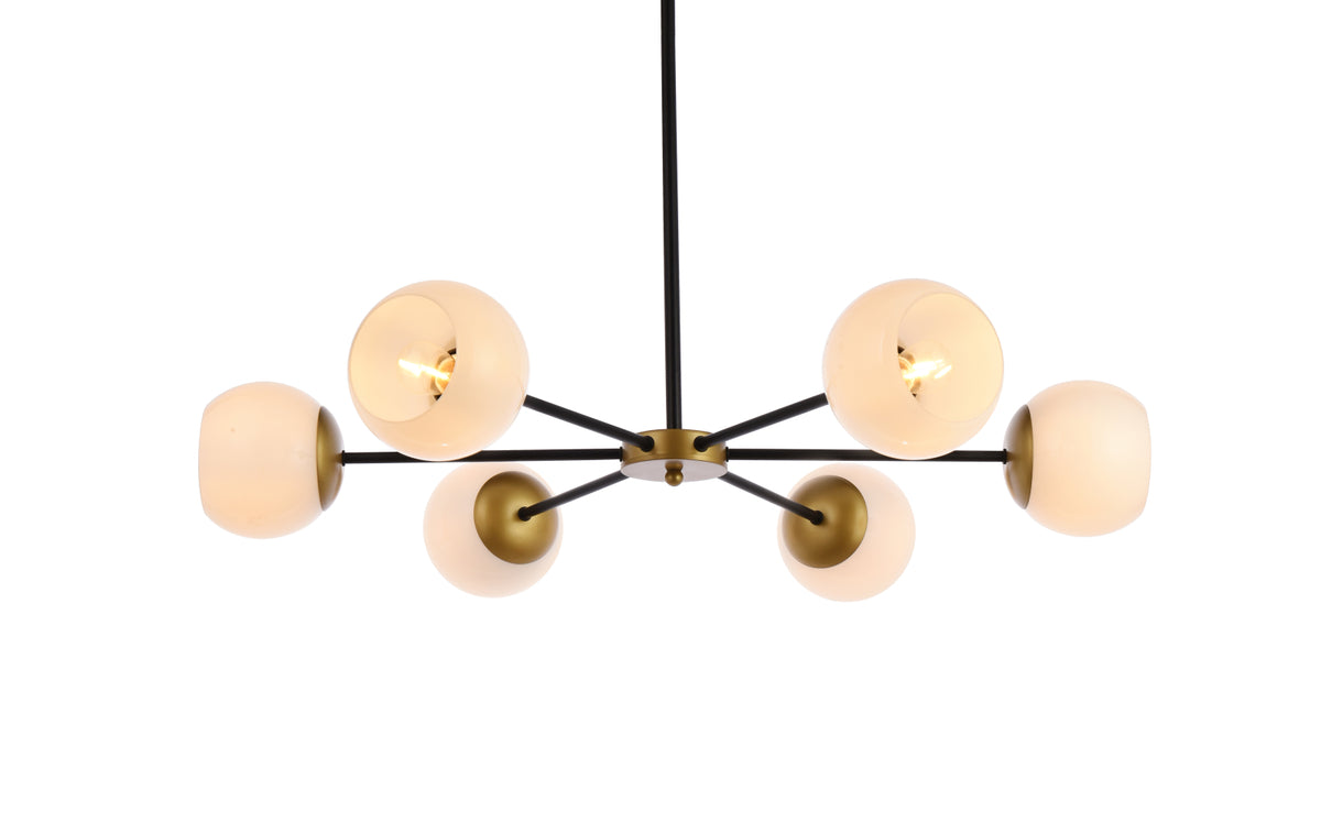 Briggs 36 inch pendant in black and brass with white shade