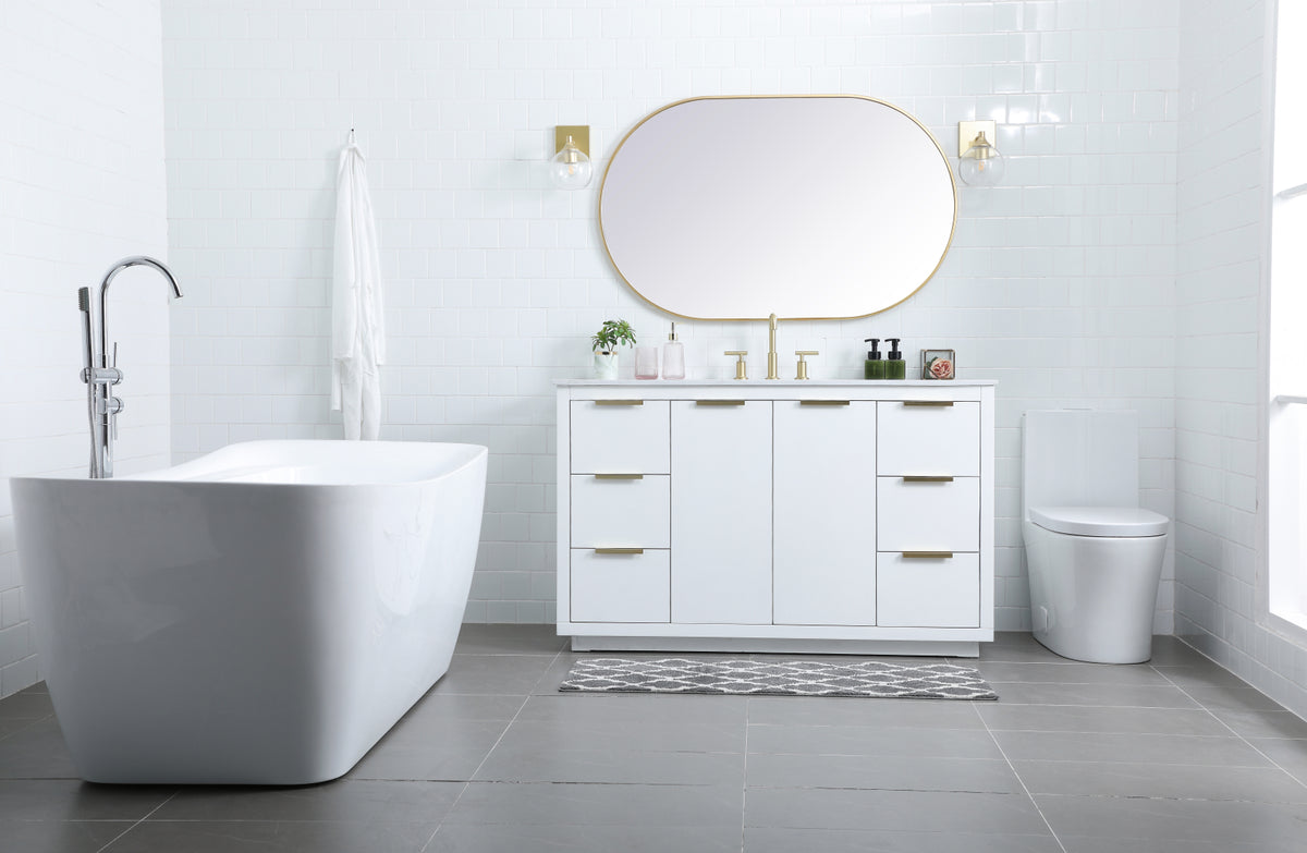 54 Inch SIngle Bathroom Vanity In White