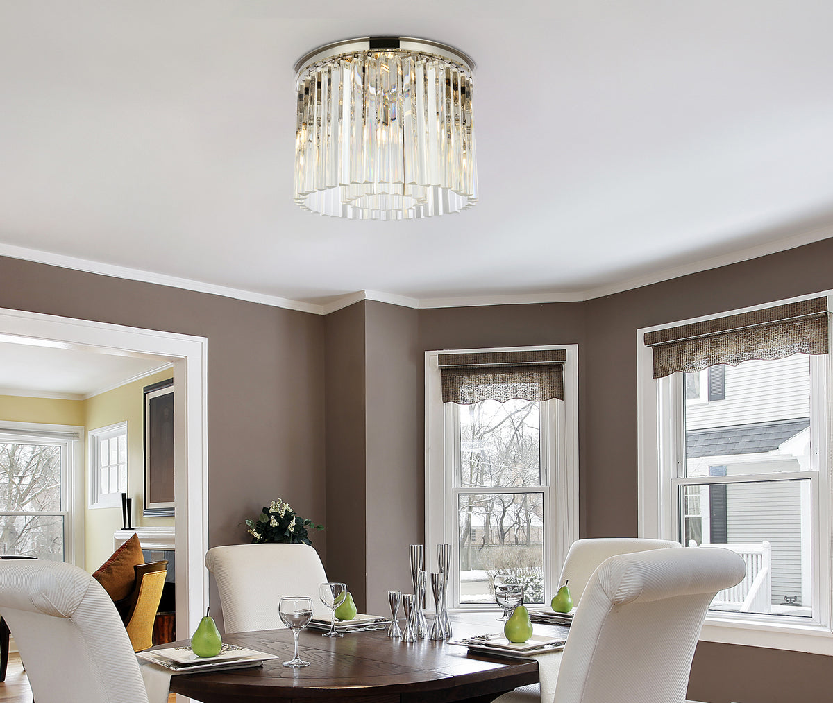 Sydney 6 light polished nickel Flush Mount Clear Royal Cut Crystal