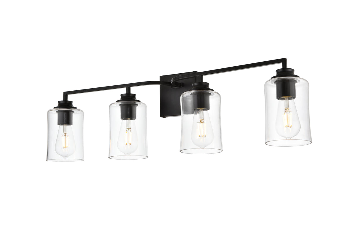 Ronnie 4 light Black and Clear Bath Sconce