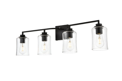 Ronnie 4 light Black and Clear Bath Sconce