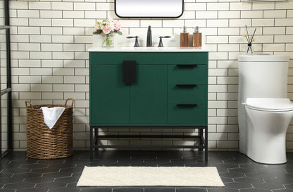36 inch Single bathroom vanity in green with backsplash