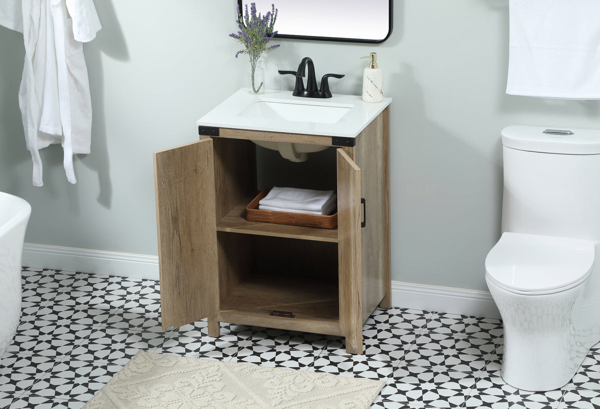 24 inch Single bathroom vanity in natural oak