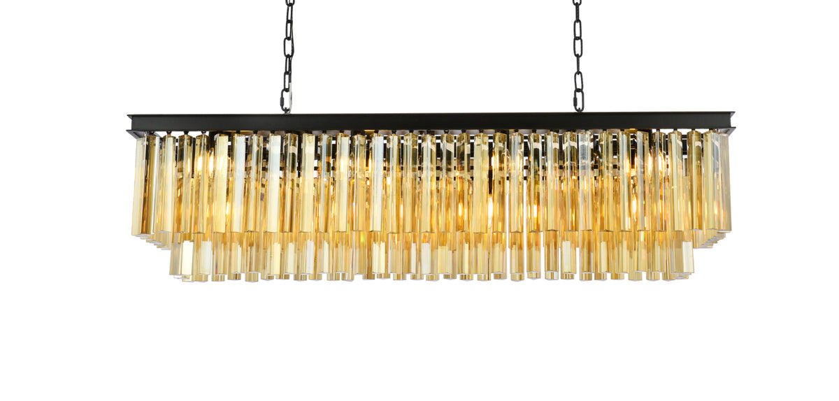 Sydney 12 light Matte Black Chandelier Golden Teak (Smoky) Royal Cut Crystal