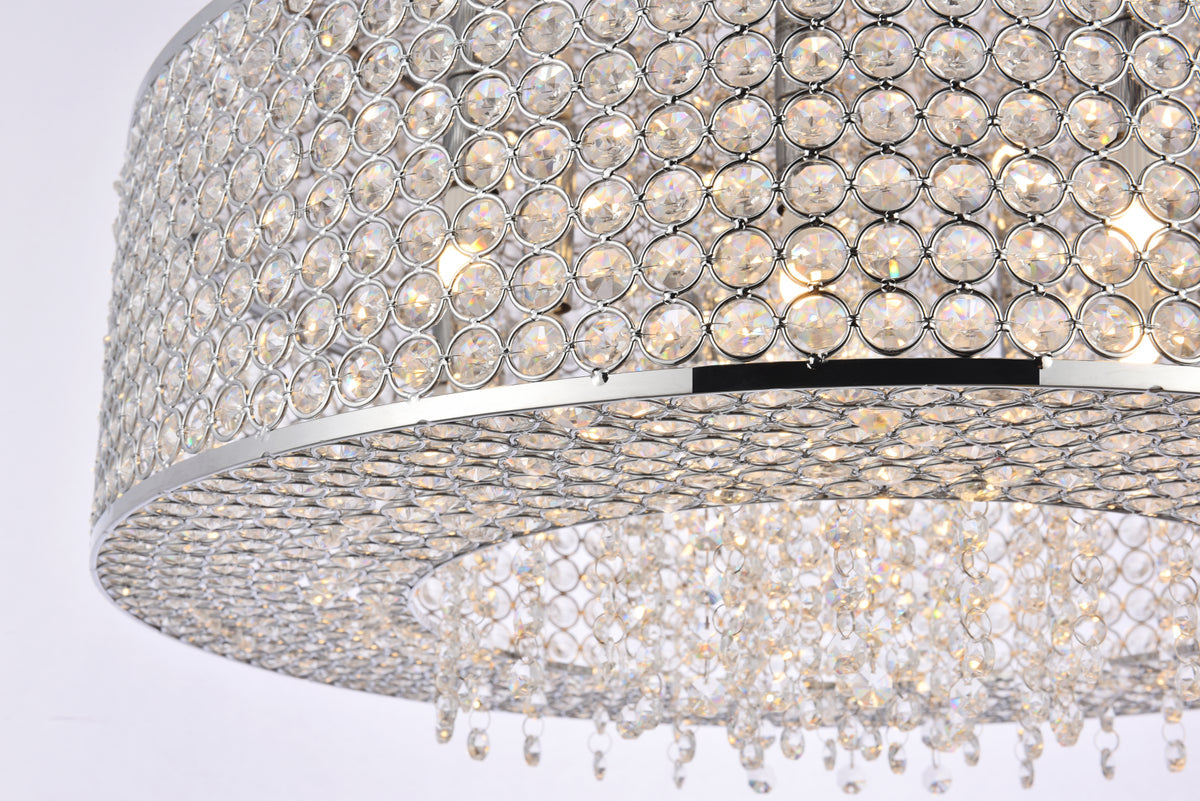 Amelie 10 light Chrome Pendant Clear Royal Cut Crystal