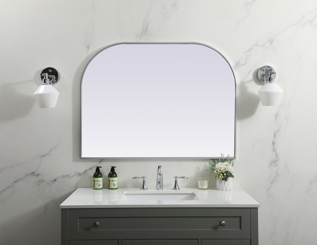 Metal Frame Arch Mirror 40x30 Inch in Silver