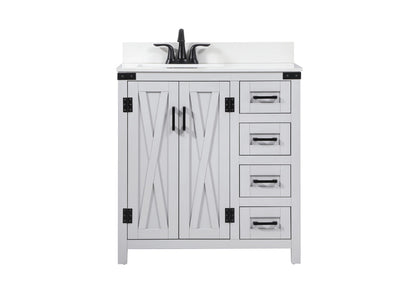 32 inch Single bathroom vanity in grey with backsplash