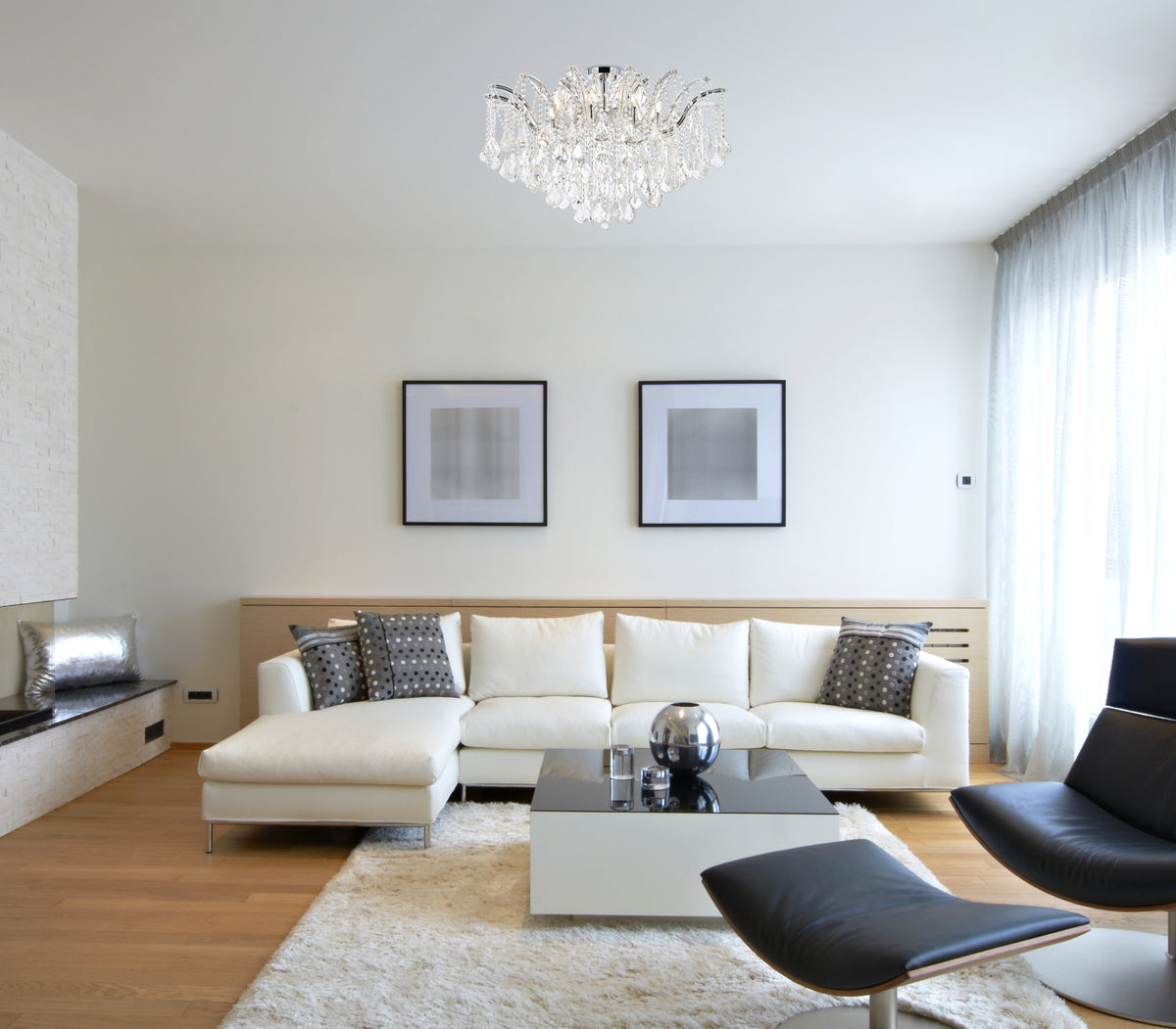 Maria Theresa 8 light Chrome Flush Mount Clear Royal Cut Crystal