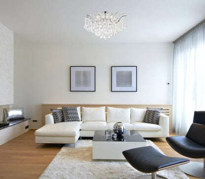 Maria Theresa 8 light Chrome Flush Mount Clear Royal Cut Crystal