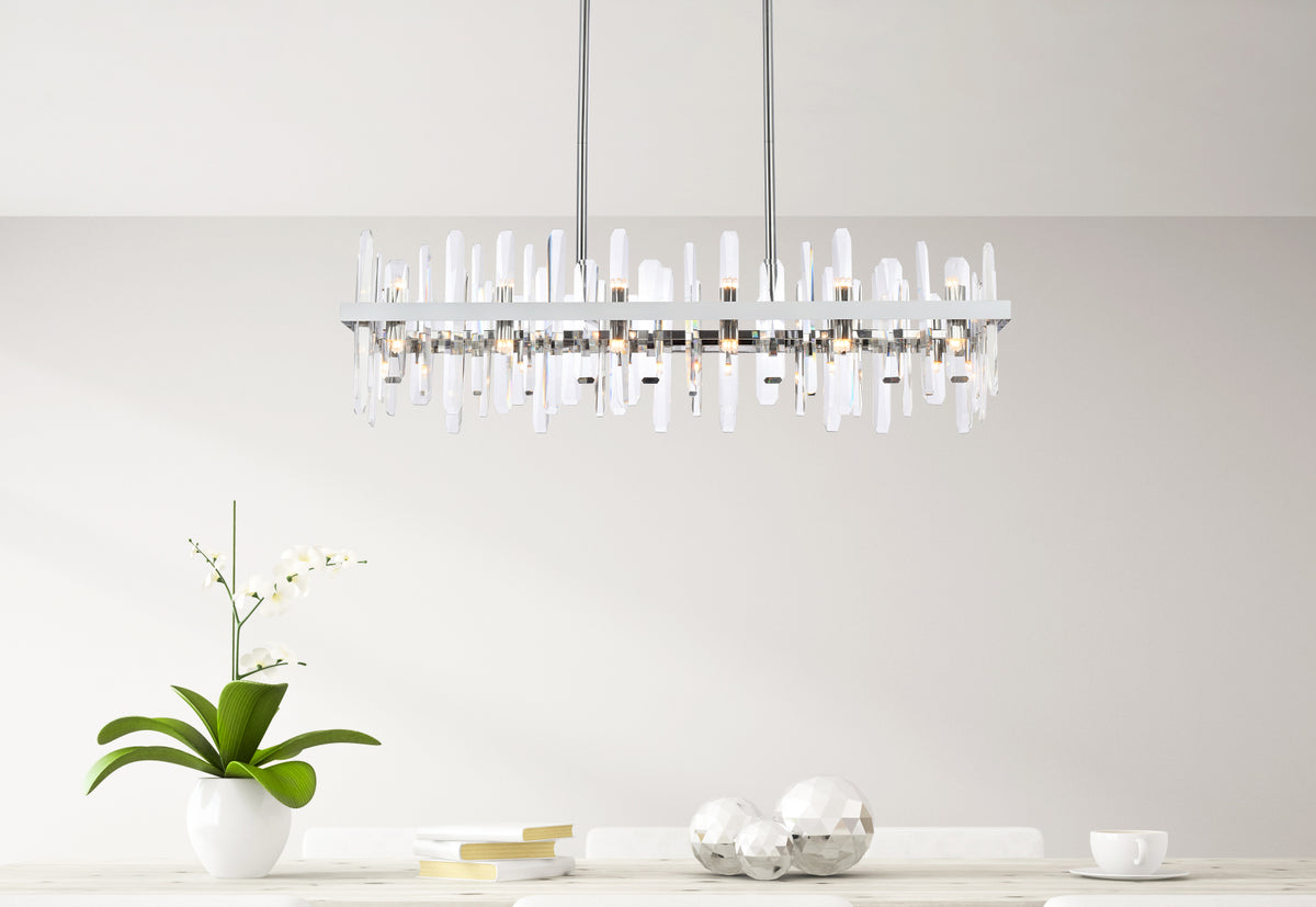 Serena 42 inch crystal rectangle chandelier in chrome