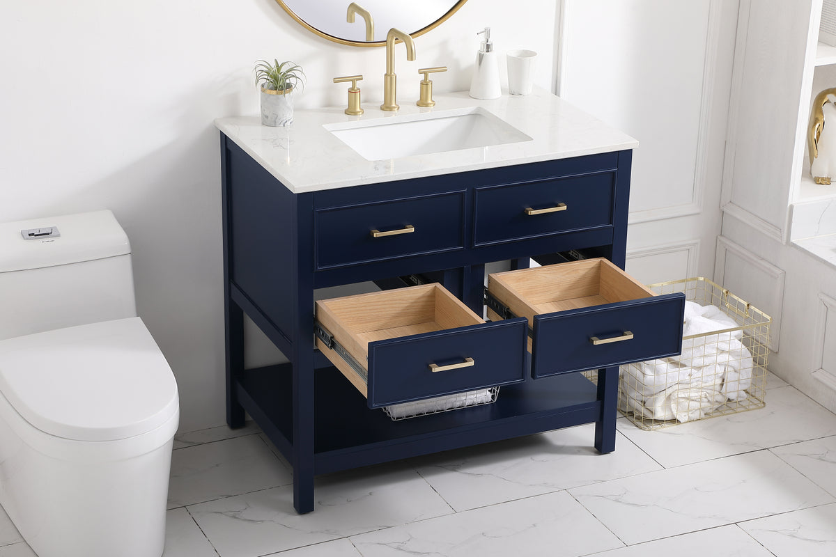 36 inch Single bathroom vanity in blue