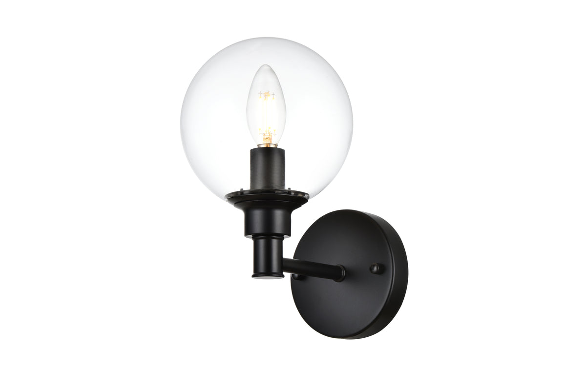 Jaelynn 1 light Black and Clear Bath Sconce