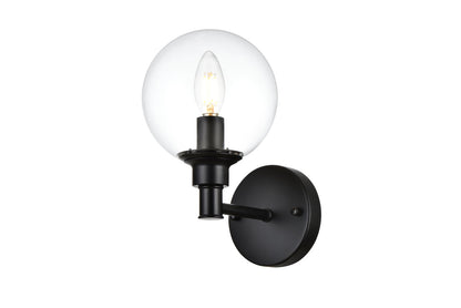 Jaelynn 1 light Black and Clear Bath Sconce