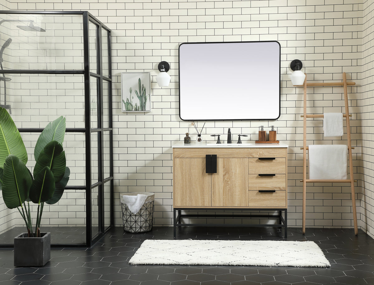 42 inch Single bathroom vanity in mango wood