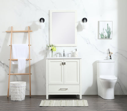 30 inch Single bathroom vanity in white with backsplash