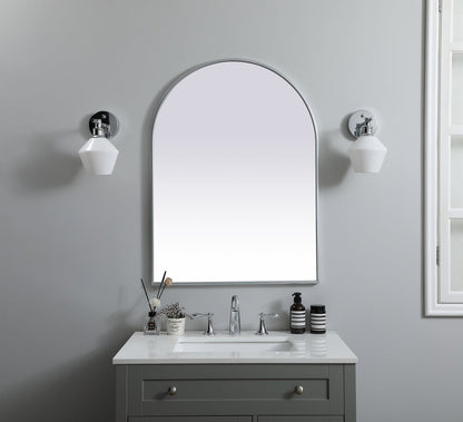 Metal Frame Arch Mirror 27x36 Inch in Silver