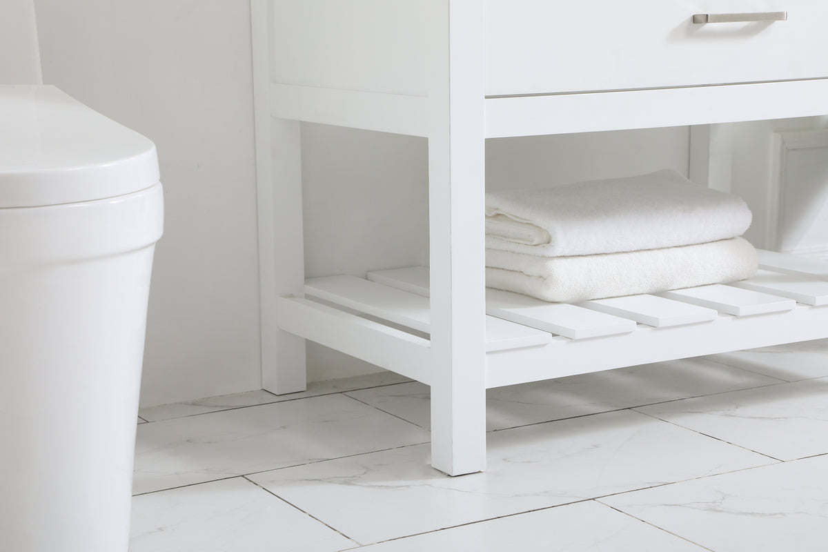 36 inch Single bathroom vanity in white with backsplash