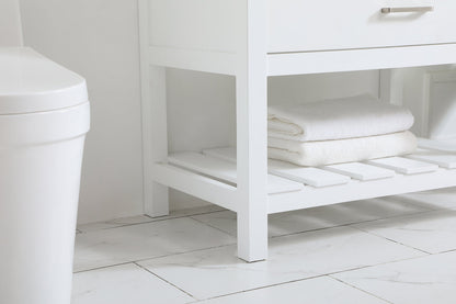 36 inch Single bathroom vanity in white with backsplash