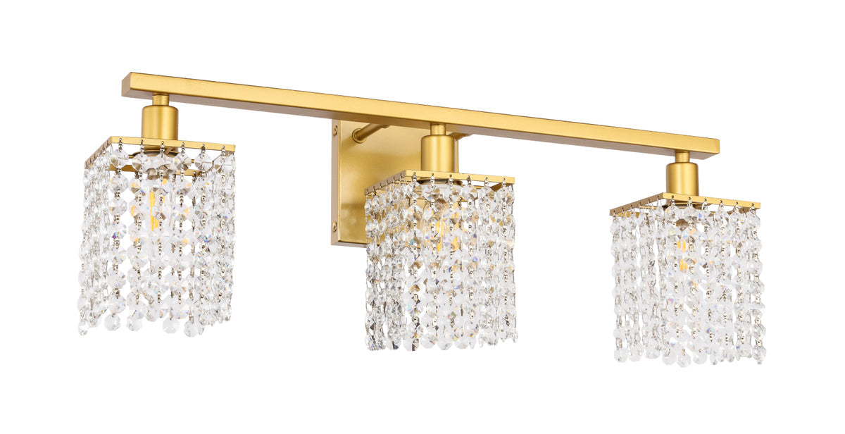 Phineas 3 light Brass and Clear Crystals wall sconce
