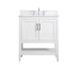 30 inch Single Bathroom Vanity in White with Backsplash