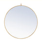 Metal frame Round Mirror with decorative hook 32 inch Brass finish