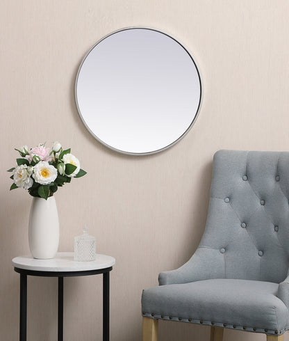 Metal frame round mirror 21 inch in silver