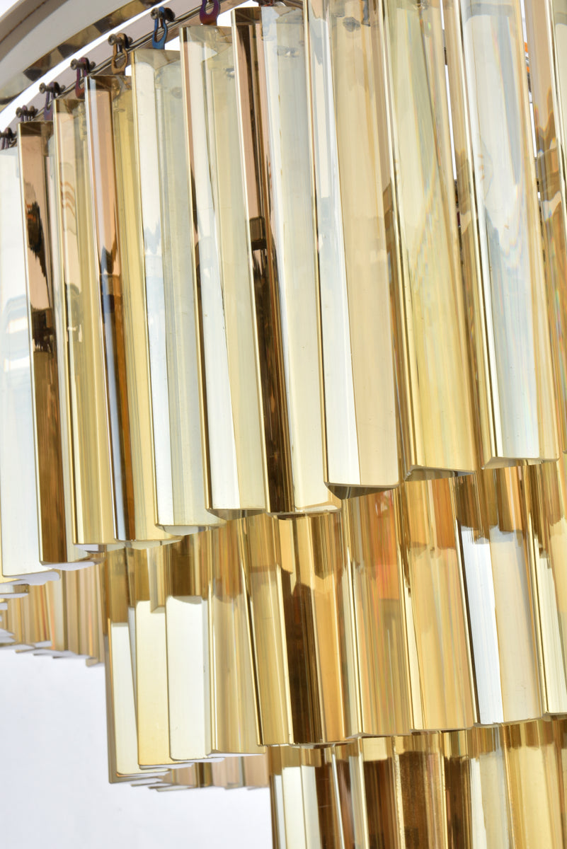 Sydney 33 light polished nickel Chandelier Golden Teak (Smoky) Royal Cut Crystal