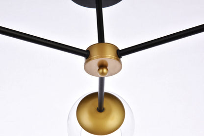 Briggs 26 inch flush mount in black and brass with clear shade