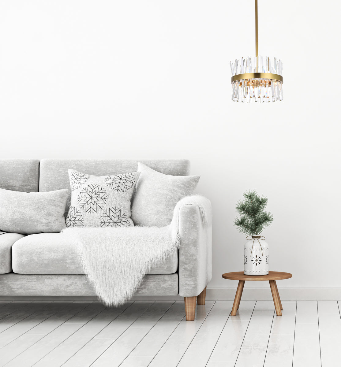 Serephina 16 inch crystal round pendant light in satin gold