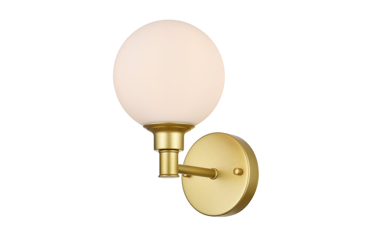 Cordelia 1 light Brass and frosted white Bath Sconce