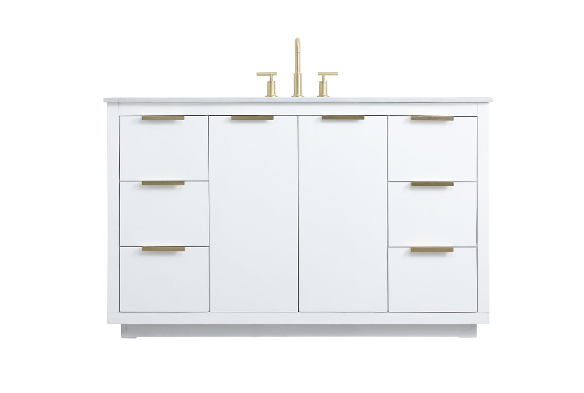 54 Inch SIngle Bathroom Vanity In White