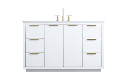 54 Inch SIngle Bathroom Vanity In White