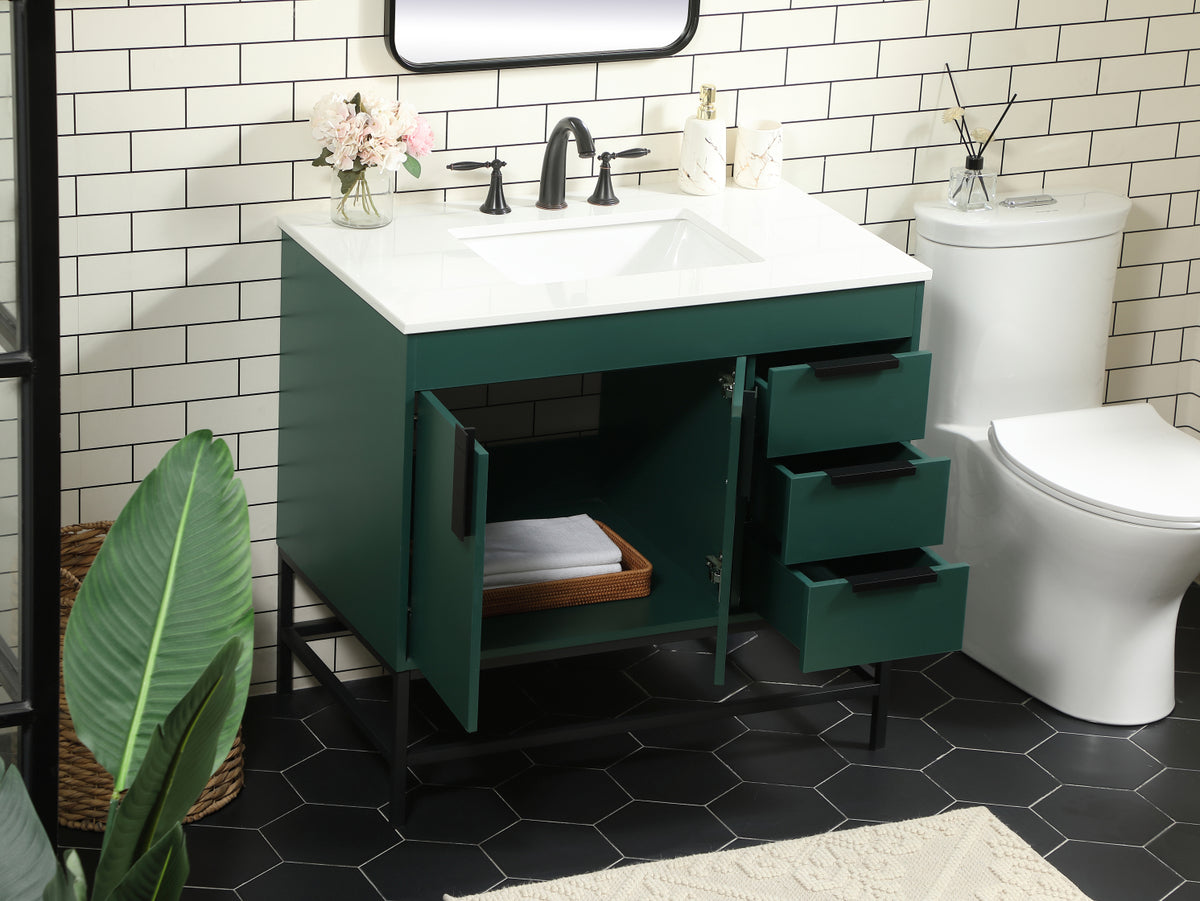 36 inch Single bathroom vanity in green