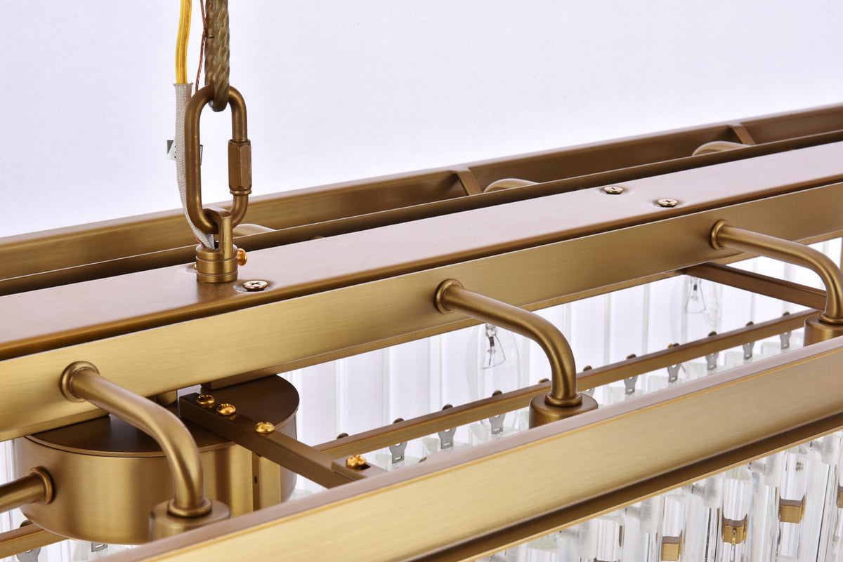 Sydney 40 inch rectangle crystal chandelier in satin gold