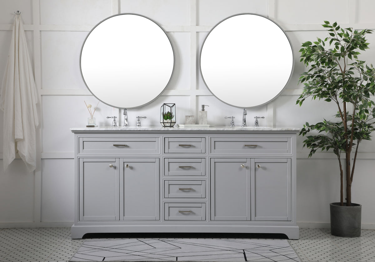 72 inch double bathroom vanity in grey
