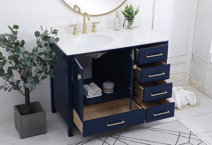 42 inch Single Bathroom Vanity in Blue with Backsplash