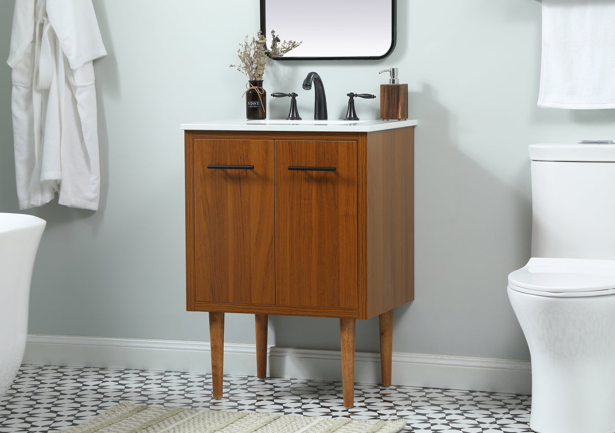 24 inch Single bathroom vanity in teak
