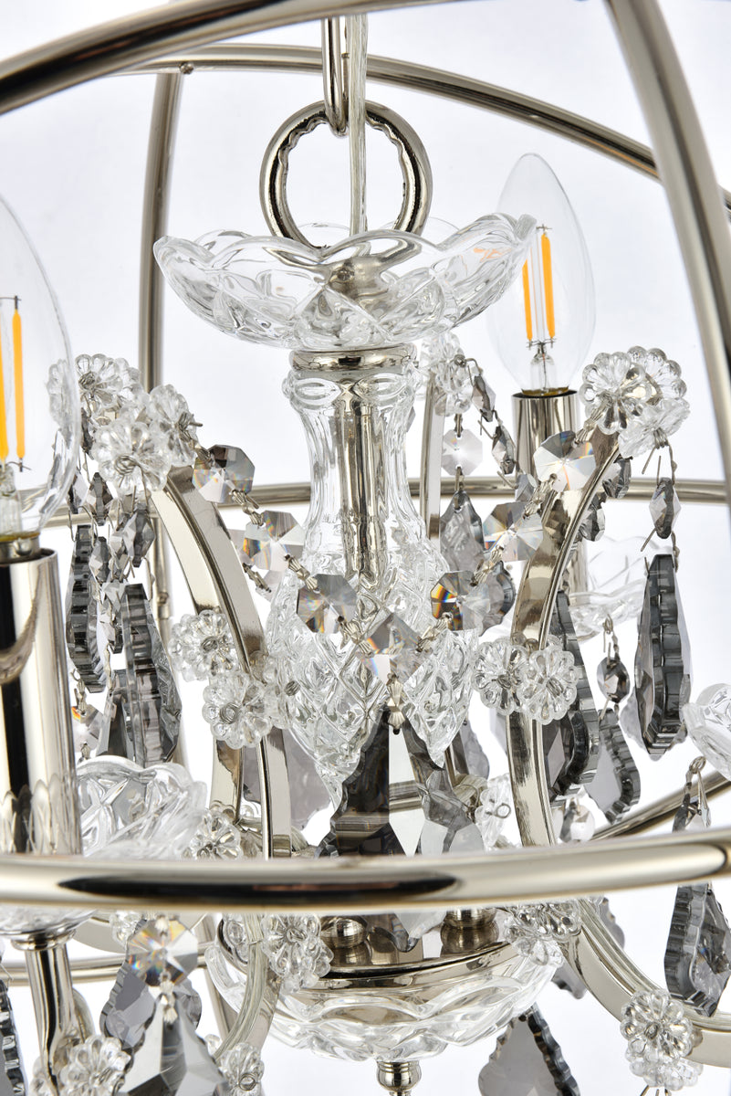 Geneva 4 light polished nickel Pendant Silver Shade (Grey) Royal Cut crystal