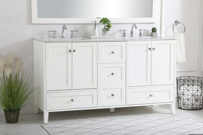 60 inch Double Bathroom Vanity in White