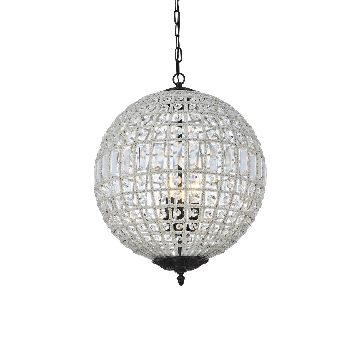 Olivia 3 light Dark Bronze Pendant Clear Royal Cut Crystal