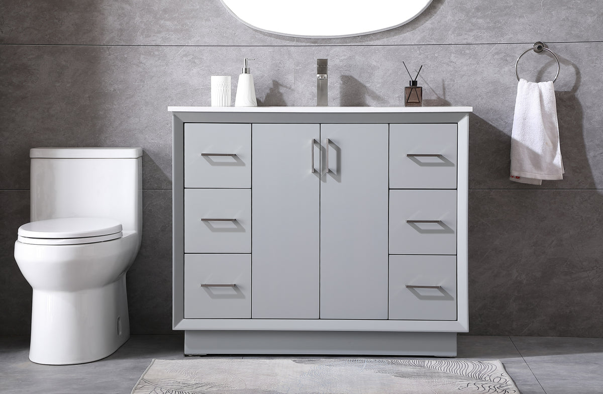 42 Inch SIngle Bathroom Vanity In Grey