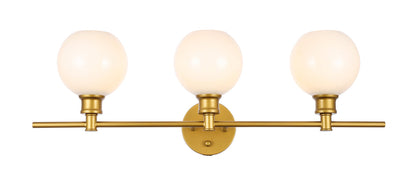 Collier 3 light Brass and Frosted white glass Wall sconce