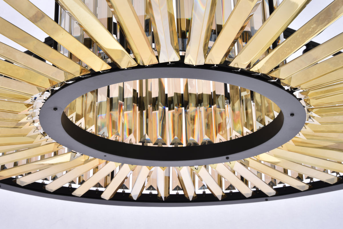 Chelsea 10 light Matte Black Chandelier Golden Teak (Smoky) Royal Cut Crystal