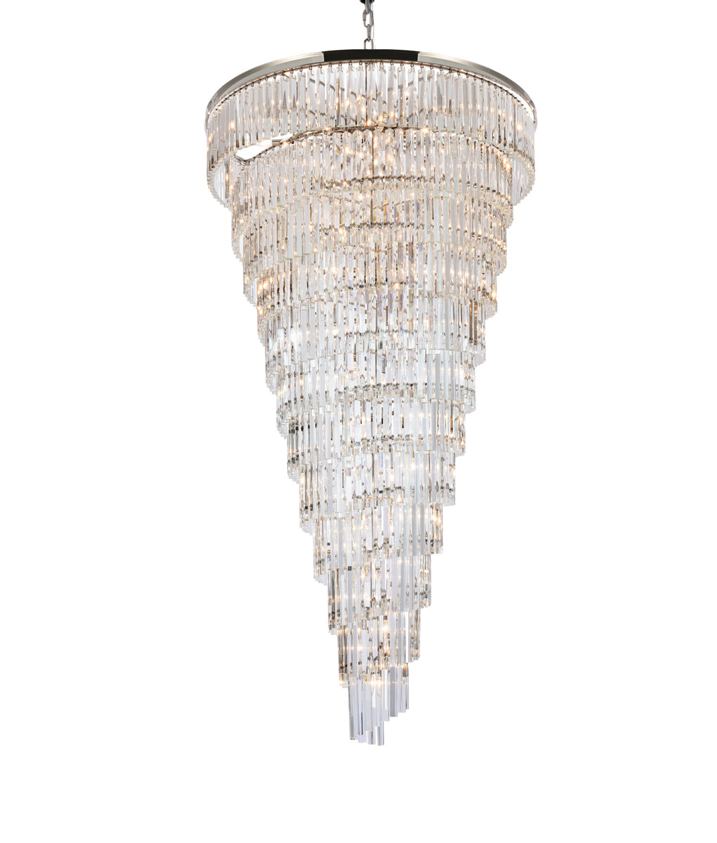 Sydney 48 inch spiral crystal chandelier in polished nickel