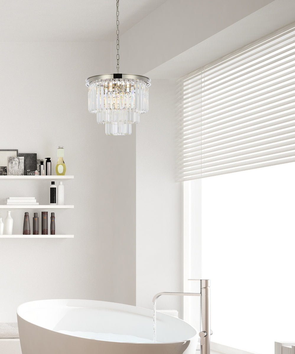 Sydney 9 light polished nickel Chandelier Clear Royal Cut Crystal