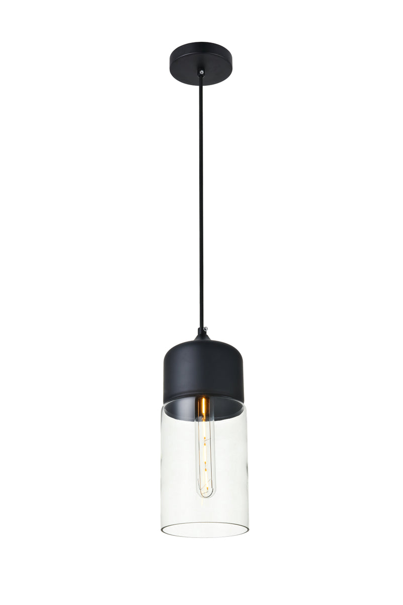 Ashwell 1 Light Black Pendant With Clear Glass