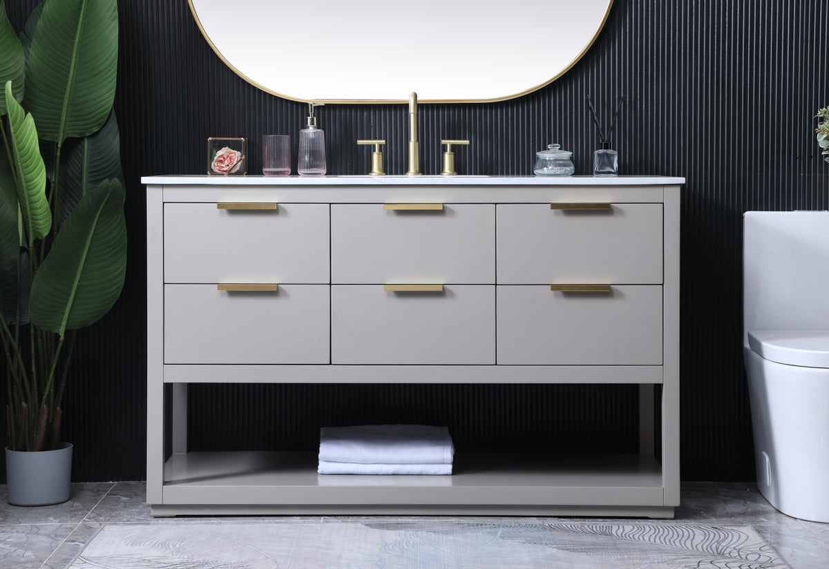 54 Inch SIngle Bathroom Vanity In Grey