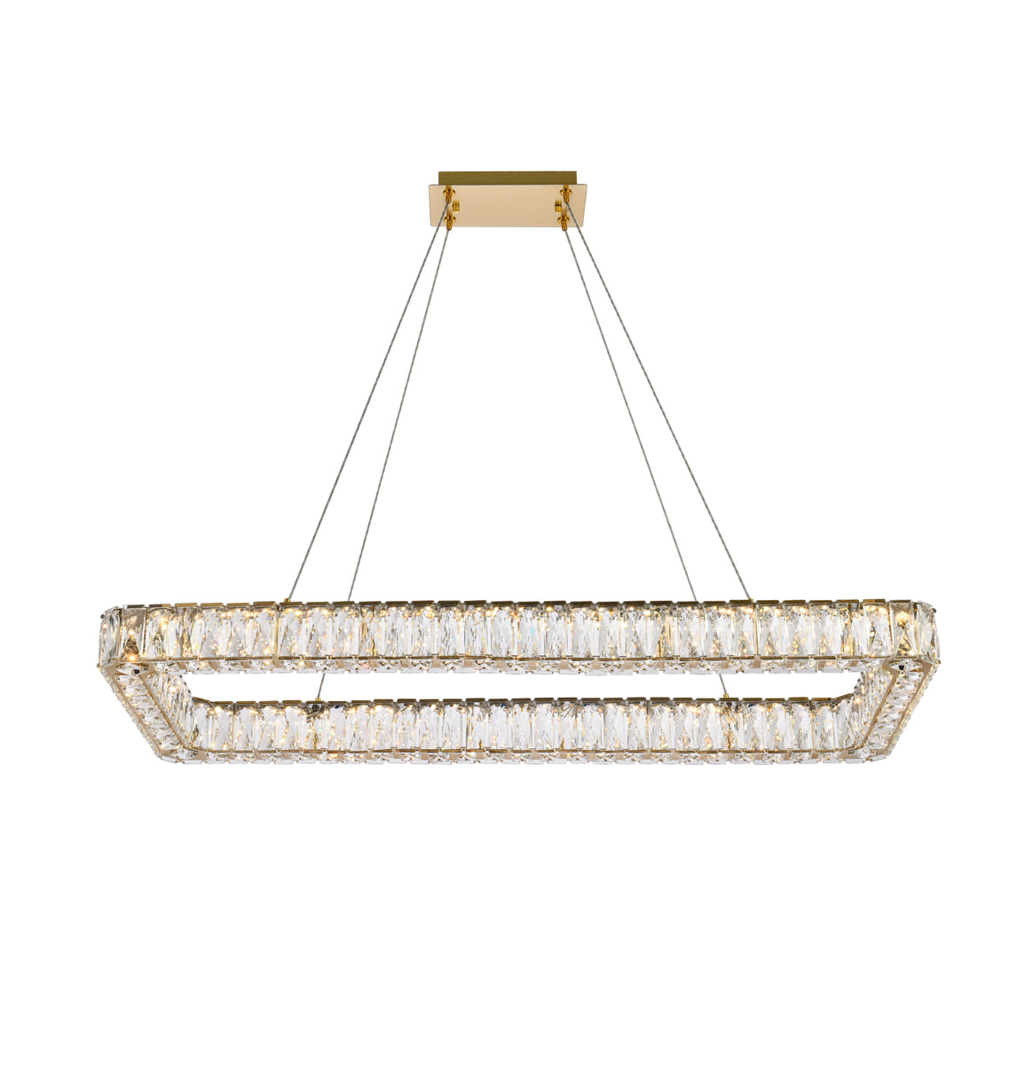 Monroe 42 inch LED Single rectangle pendant in gold